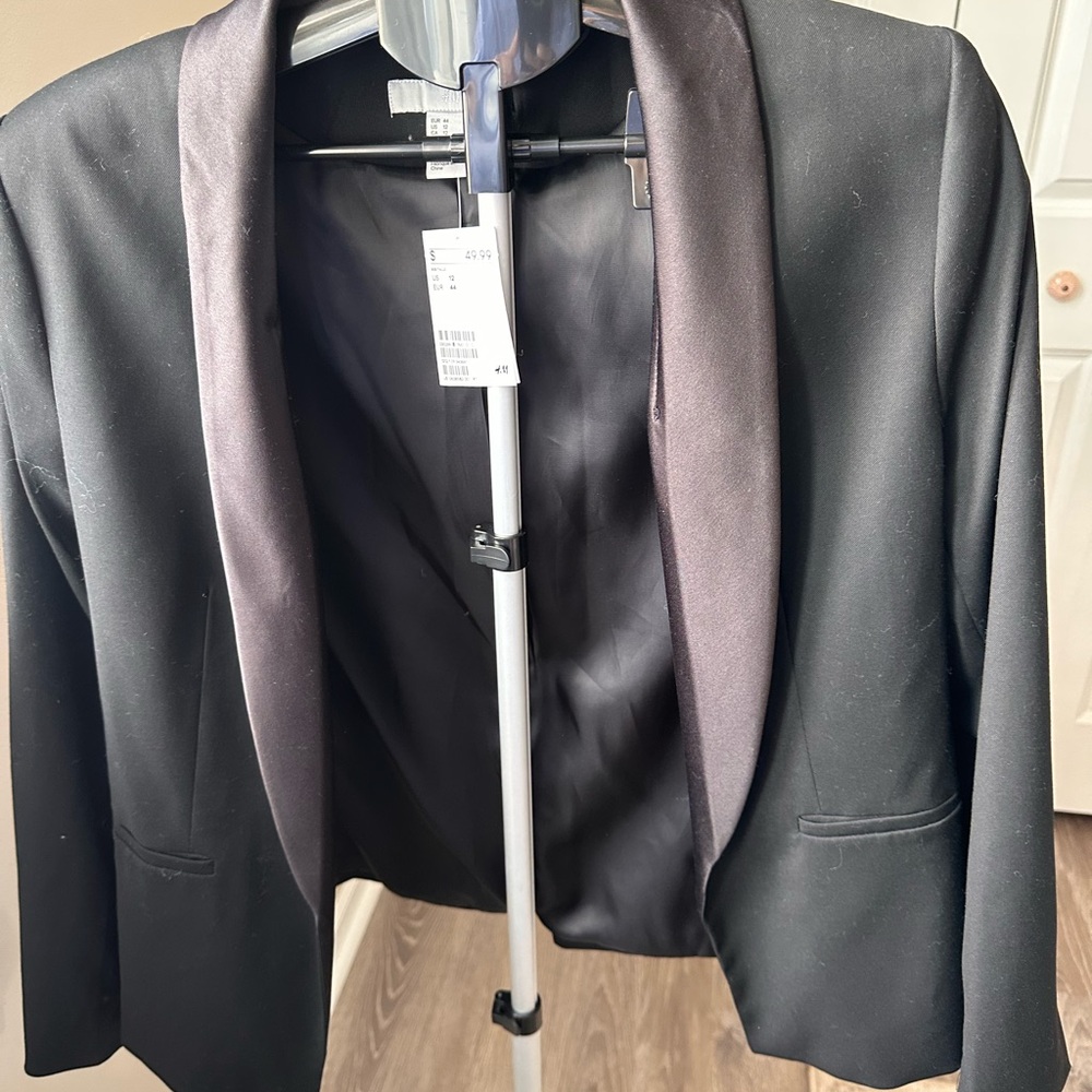 H&M Black Blazer with Satin Lapel